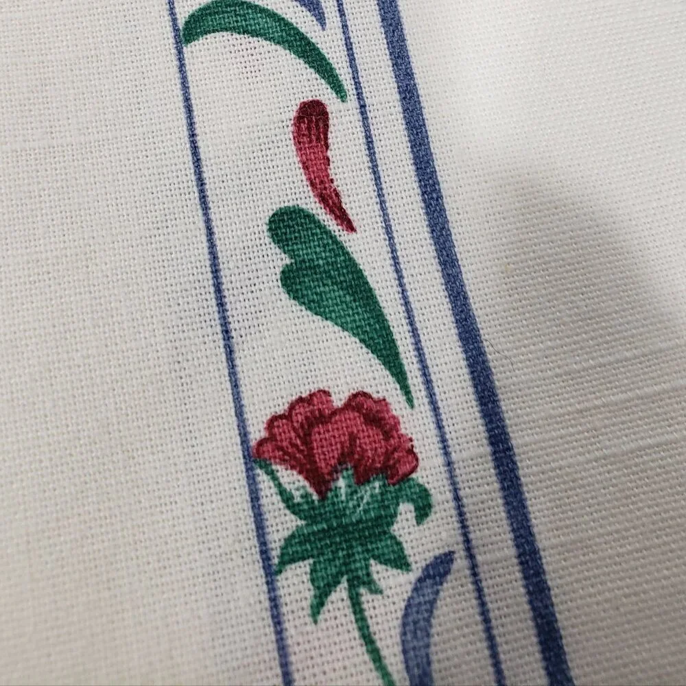 Lenox Linens  White Woven Tablecloth with Floral Border  56 X 52